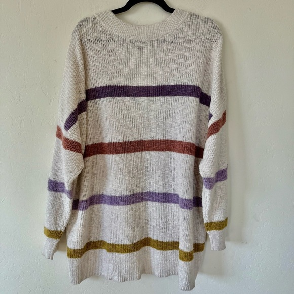 Sonoma Plus Size Spring Cream Striped V Neck Cotton Pull Over Sweater Size 3X - Picture 6 of 9